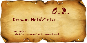 Orowan Melánia névjegykártya